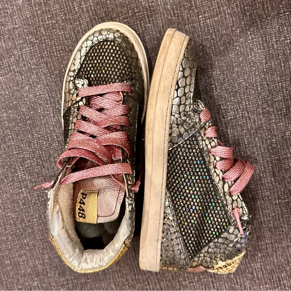 P448 Women's Queens Mid-Top Sneakers - Pink and Gold Size US 7